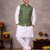 green cotton silk koti kurta pajama set with jacquard work