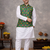 green cotton silk koti kurta pajama set with jacquard work