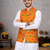 orange cotton silk koti kurta pajama set with jacquard work