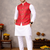 red jacquard weaving cotton silk koti kurta pajama set