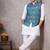 turquoise jacquard weaving cotton silk koti kurta pajama set
