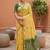 Yellow muga cotton meenakari & azarakh pallu saree with contrast blouse