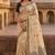 Cream muga cotton meenakari & azarakh pallu saree with contrast blouse