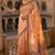 Peach muga cotton meenakari & azarakh pallu saree with contrast blouse