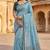 Sky blue muga cotton meenakari & azarakh pallu saree with contrast blouse