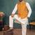 yellow jacquard weaving cotton silk koti kurta pajama set