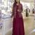 Wine color premium real silk wedding gown with heavy beaded embroidered jacket