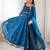 Blue color elegant fandy silk gown set with sequins coding work, pant & dupatta