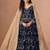 Navy blue georgette zari embroidery & sequins semi stitched suit size up to 42