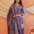 Purple chinnon zari embroidery & sequins free size stitch suit size up to 42