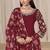 Maroon roman silk embroidery sequins original glass work & printed dupatta semi stitched suit size up to 42