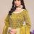 Mustard gold crush embroidery & sequins semi stitched suit size up to 42