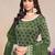 Dark olive green gold crush embroidery & sequins semi stitched suit size up to 42