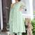 green rayon printed embroidered anarkali kurta pant set	