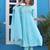 light sky blue rayon printed embroidered anarkali kurta pant set	