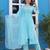 light sky blue rayon printed embroidered anarkali kurta pant set	