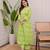 green a line rayon printed kurta pant set