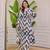 cream blue rayon printed a line kurta with pant set