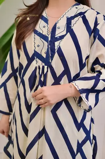 A-line rayon printed kurta with pant for women and girls ethnic wear