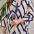 cream blue rayon printed a line kurta with pant set