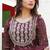 light wine rayon printed embroidered anarkali kurta pant set