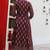 light wine rayon printed embroidered anarkali kurta pant set