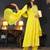light yellow rayon printed embroidered anarkali kurta pant set