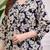 black rayon floral print a line kurta pant set for women