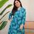 blue rayon printed a line kurta with pant set
