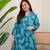 blue rayon printed a line kurta with pant set