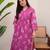 pink rayon floral printed a line kurta with pant set