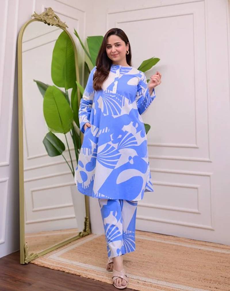 A-line rayon printed kurta with pant for women and girls ethnic wear