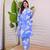 light sky blue rayon printed a line kurta pant set