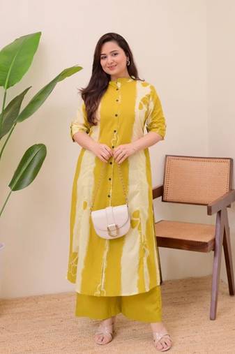 A-line rayon printed kurta with pant for women and girls ethnic wear