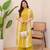 light yellow a line rayon printed kurta with pant set for women