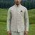 pista green silk mens jacket kurta set with thread sequins