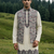 off white silk men's kurta jacket set with sequins work
