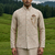gold silk mens kurta jacket set with thread sequins