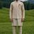 gold silk mens kurta jacket set with thread sequins