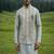 dark grey silk mens kurta jacket set with thread sequins