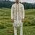 off white silk kurta jacket set with embroidery