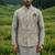 grey silk mens kurta jacket set with sequins work