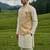 ivory silk mens kurta set with yellow designer jacket