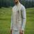 dark grey silk mens kurta jacket set with thread sequins