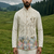 ivory silk mens kurta jacket set with embroidery