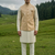 ivory silk mens kurta set with yellow designer jacket