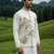 ivory silk blend kurta set with thread sequins