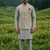 grey silk mens kurta jacket set with sequins work