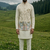 ivory silk mens kurta jacket set with embroidery