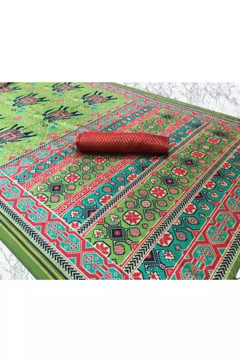 Digital print assami silk saree with jequared unstitched blouse and beautiful multicoloured thred work at pallu